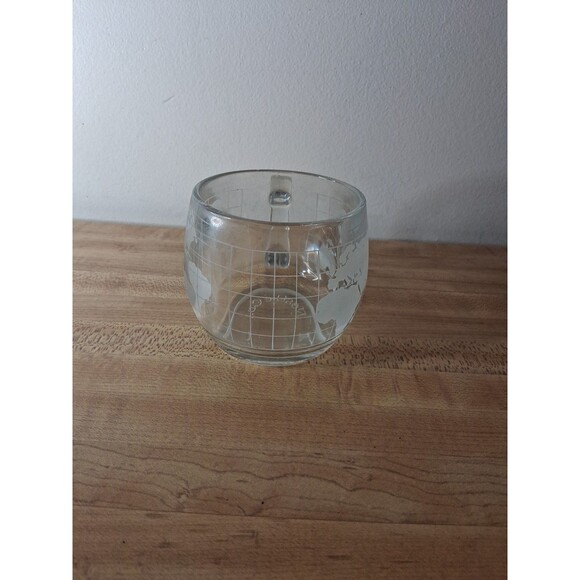 Vintage NESTLE Clear Glass Mug Cup w/ Etched World Map Nescafe - Picture 2 of 8